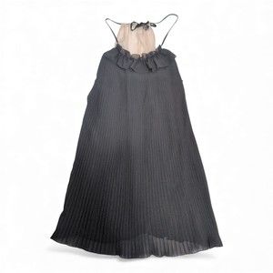 C. luce Black Pleated Halter Midi Dress - Size S